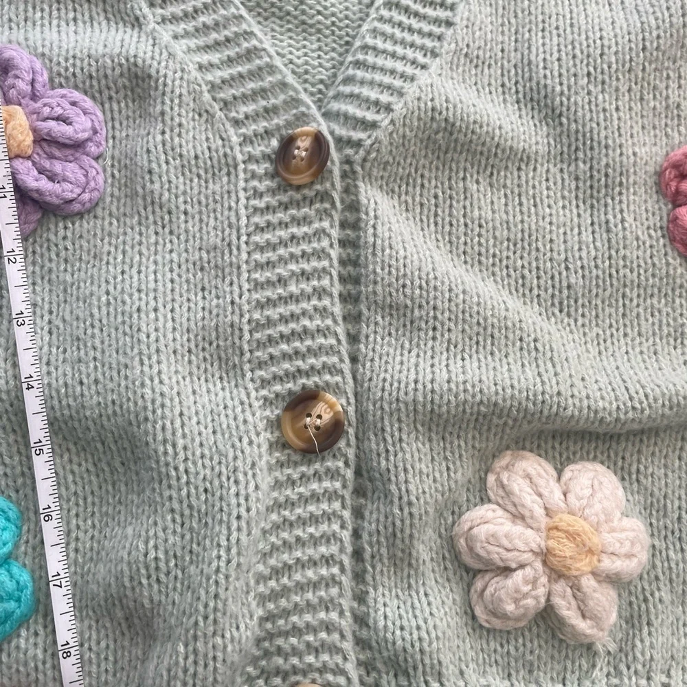 Floral Embroidered Cardigan - Green - Picture 5 of 7